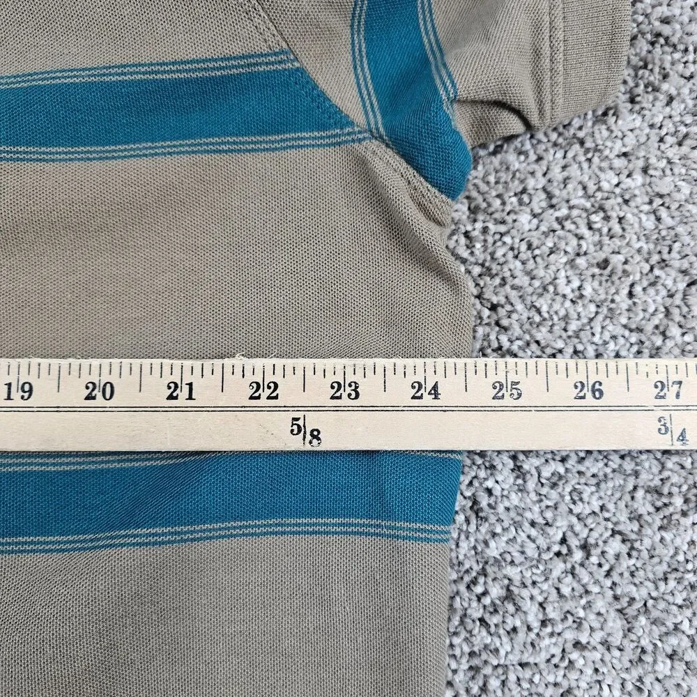 Banana Republic Polo Mens 2XL Brown Striped Cotton Preppy Embroidered Logo